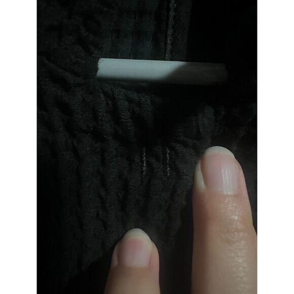 Eileen Fisher Petite Cotton Tencel Stretch Waffle Grid Jacket Black Large Petite - Picture 3 of 9